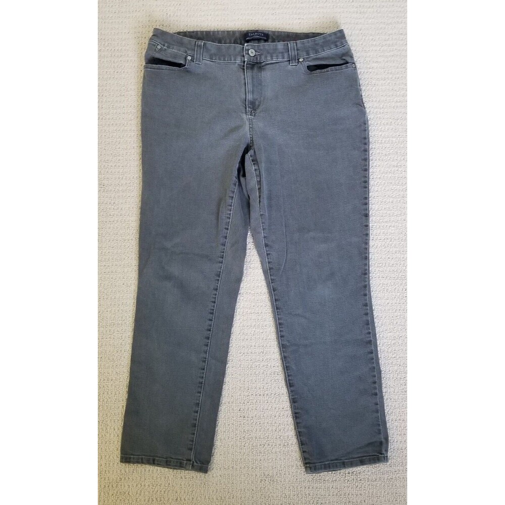 Talbots Simply Flattering 5-Pocket Jeans Womens Size 14 WIDE Gray Denim Pants